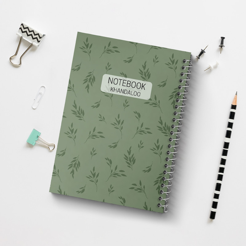 دفتر مشق 100 برگ خندالو طرح مینیمال برگ سبز کد N572