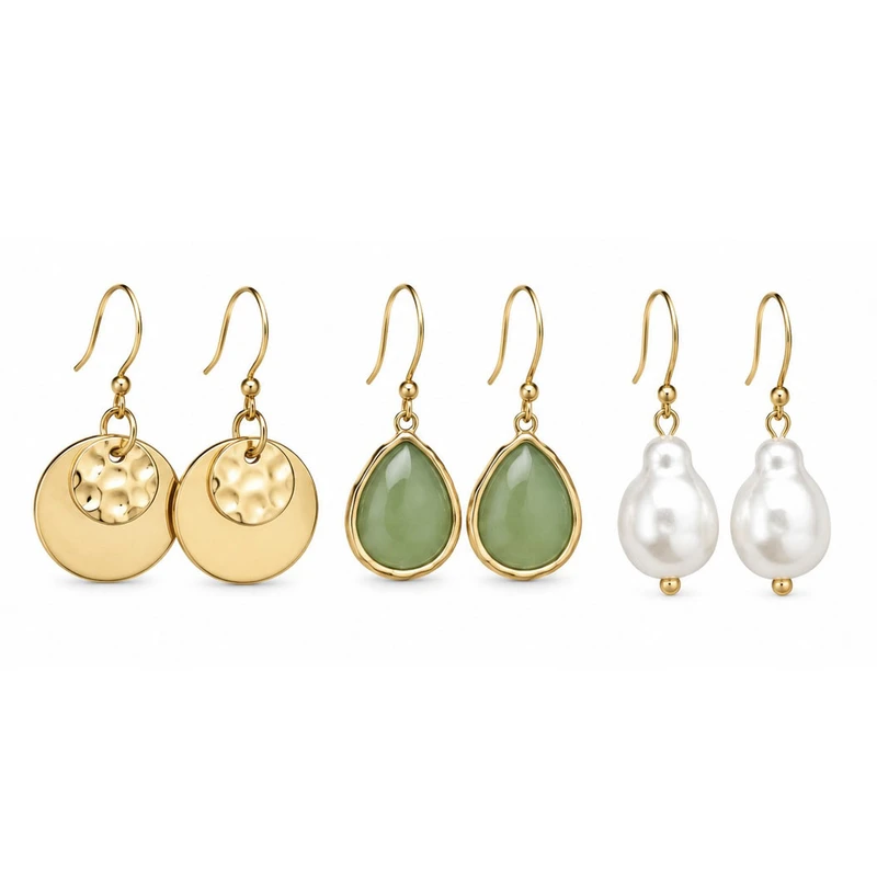 گوشواره زنانه آویز مدل L-EA-9969 بسته 3 عددی