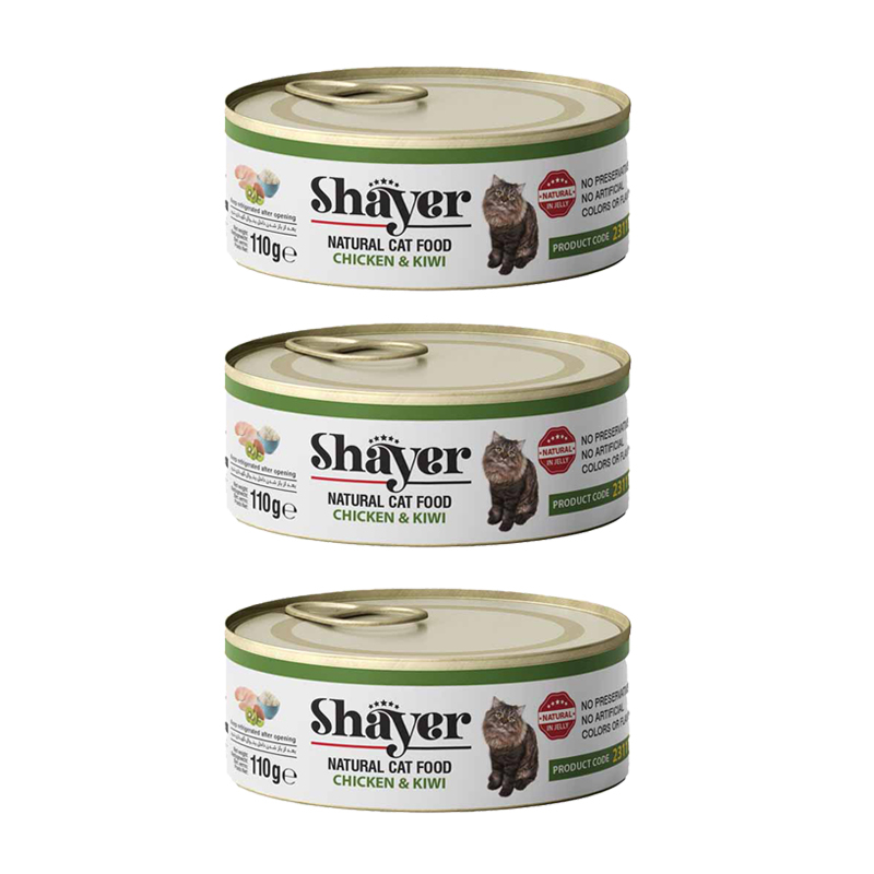 کنسرو غذای گربه شایر مدل پته مرغ و کیوی وزن 110 گرم بسته 3 عددی