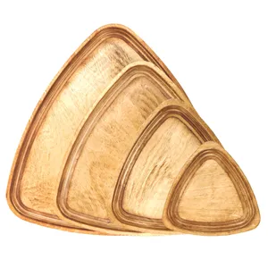 سینی سرو گردو شوشتری مدل چوبی کد PL07S مجموعه 4 عددی