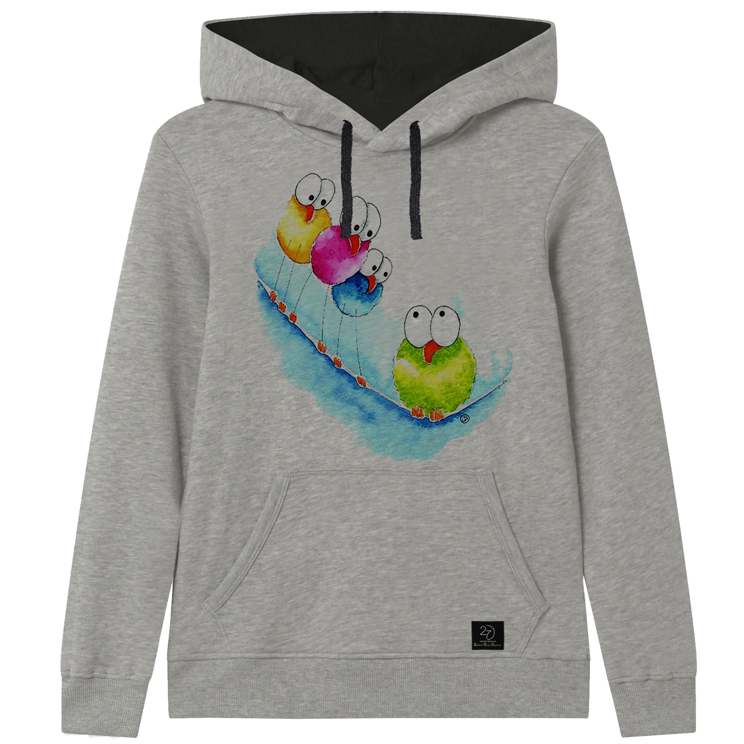 هودی دخترانه 27 مدل جوجه کد V38 رنگ طوسی