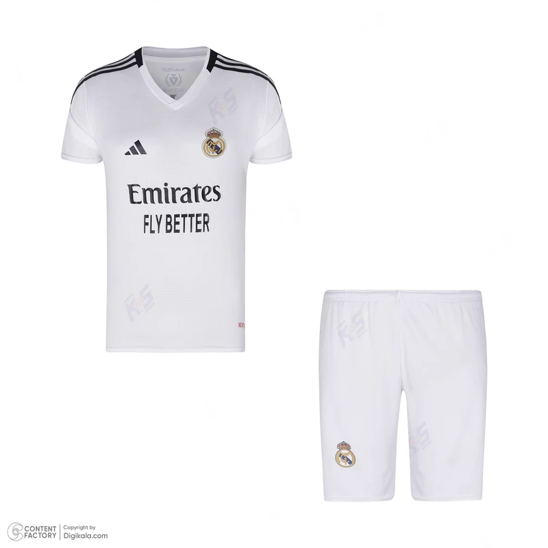 عکس شماره 2 : ست تیشرت و شلوارک ورزشی مدل رئال مادرید طرح امباپه کد2025