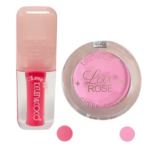 رژ لب مایع براق کوین اند کوکو مدل لاو رز شماره 01 به همراه رژ گونه کوین اند کوکو شماره 01