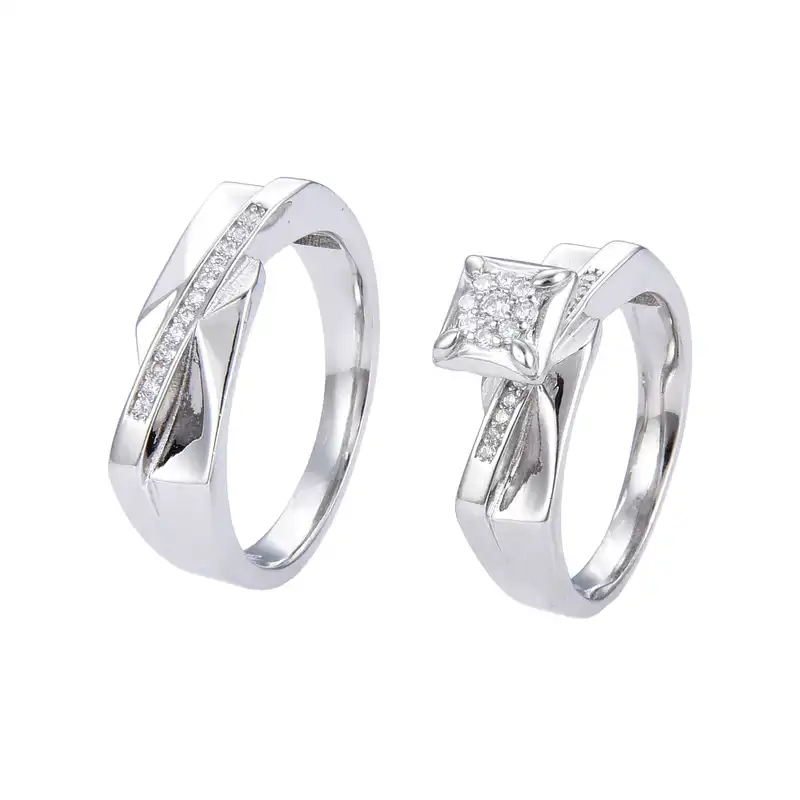 ست انگشتر نقره زنانه و مردانه شهر جواهر مدل SJ-VN005