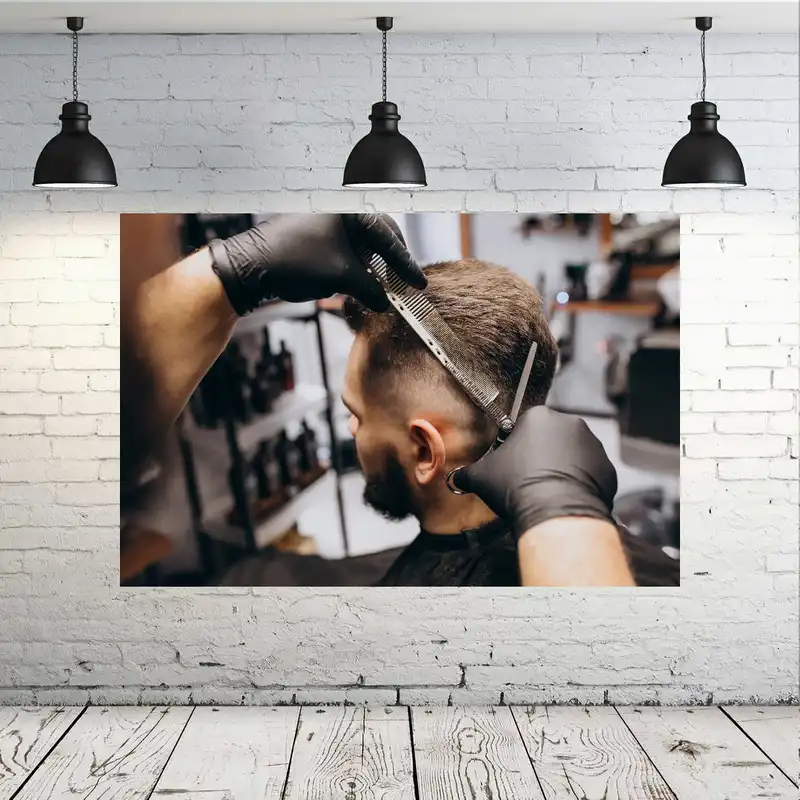 پوستر پارچه ای طرح آرایشگاه مردانه مدل b21