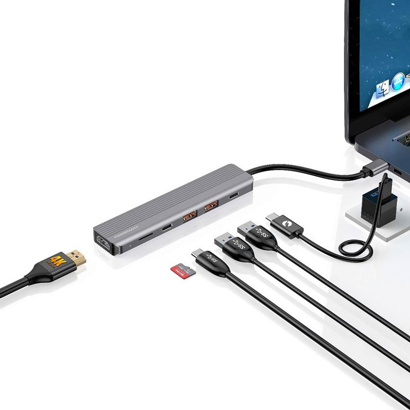 هاب 6 پورت USB-C پاورولوجی مدل 6IN1 SLIM