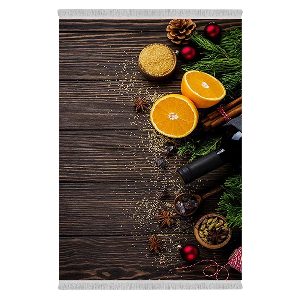 فرش پارچه‌ای دفه مدل فرشینه شانل مخمل ترک طرح فانتزی کد 04216