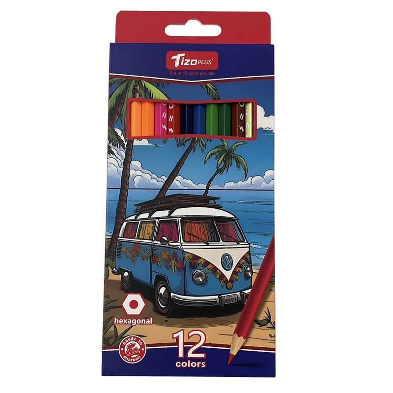 مدادرنگی 12 رنگ تیزوپلاس طرح ماشین 00600