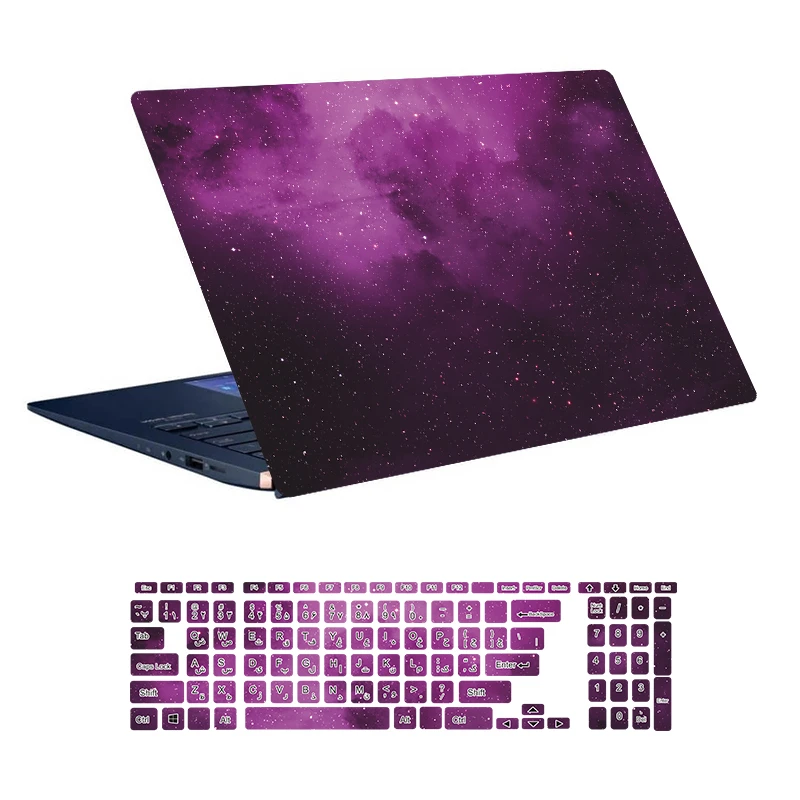 استیکر لپ تاپ توییجین و موییجین طرح Space کد 78 مناسب برای لپ تاپ 15.6 اینچ به همراه برچسب حروف فارسی کیبورد 