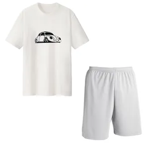 ست تی شرت و شلوارک مردانه مدل فولکس کد Da 441S رنگ سفید