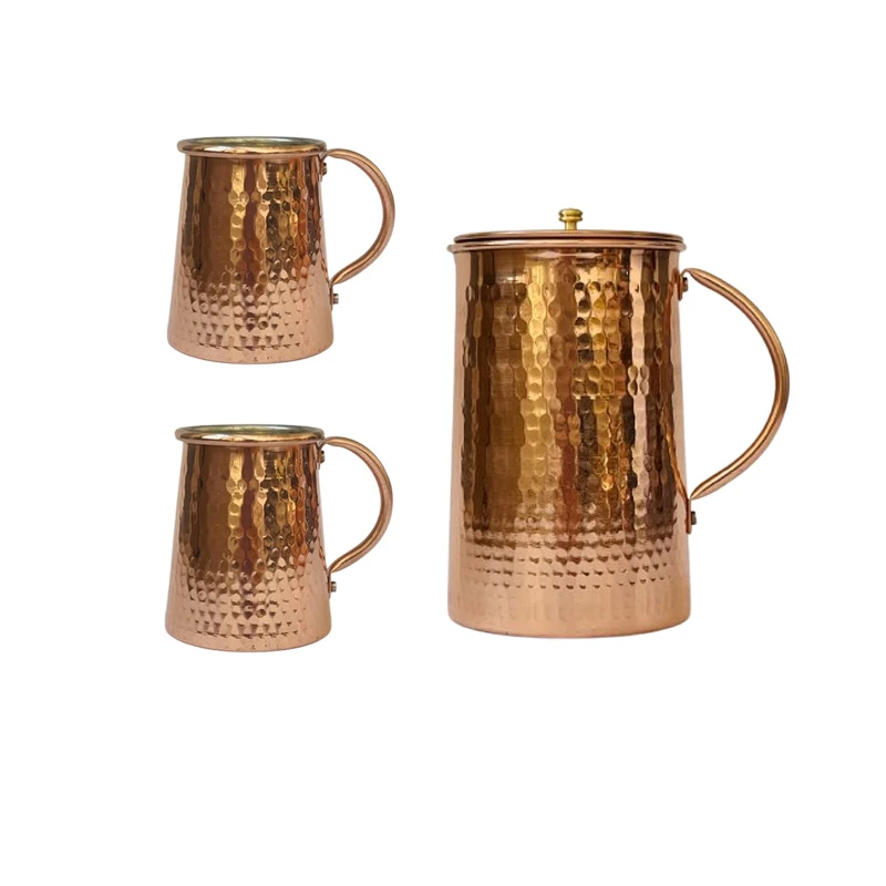 ست پارچ و لیوان دو نفره مسی مدل در دار کد ZH428 مجموعه سه عددی