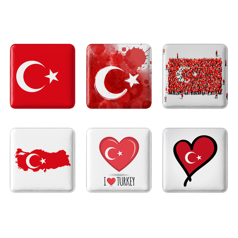 مگنت خندالو طرح پرچم ترکیه کد 1219B مجموعه 6 عددی
