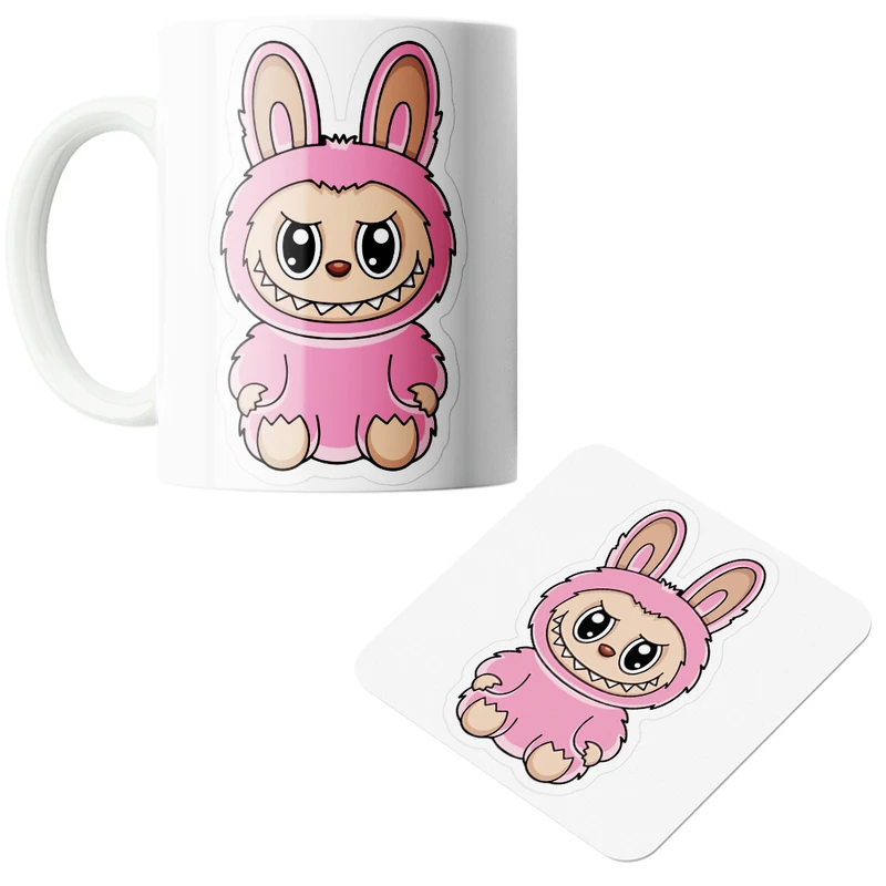 ماگ پاد آفرین مدل لبوبو کد z174 به همراه زیر لیوانی