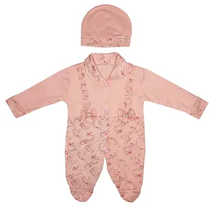 ست سرهمی و کلاه نوزادی مدل پاپیونی