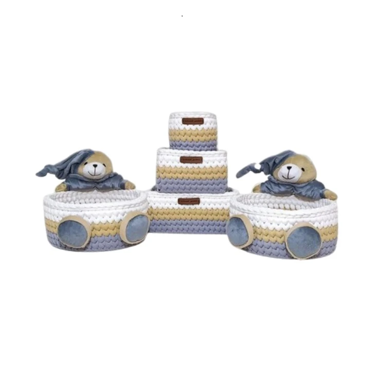 سبد قلاب بافی تریکو مدل عروسکی خرسی کد 543 مجموعه 5 عددی