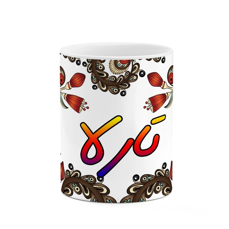 ماگ کاکتی مدل اسم تارلا طرح سنتی گل و بته کد mgh44519