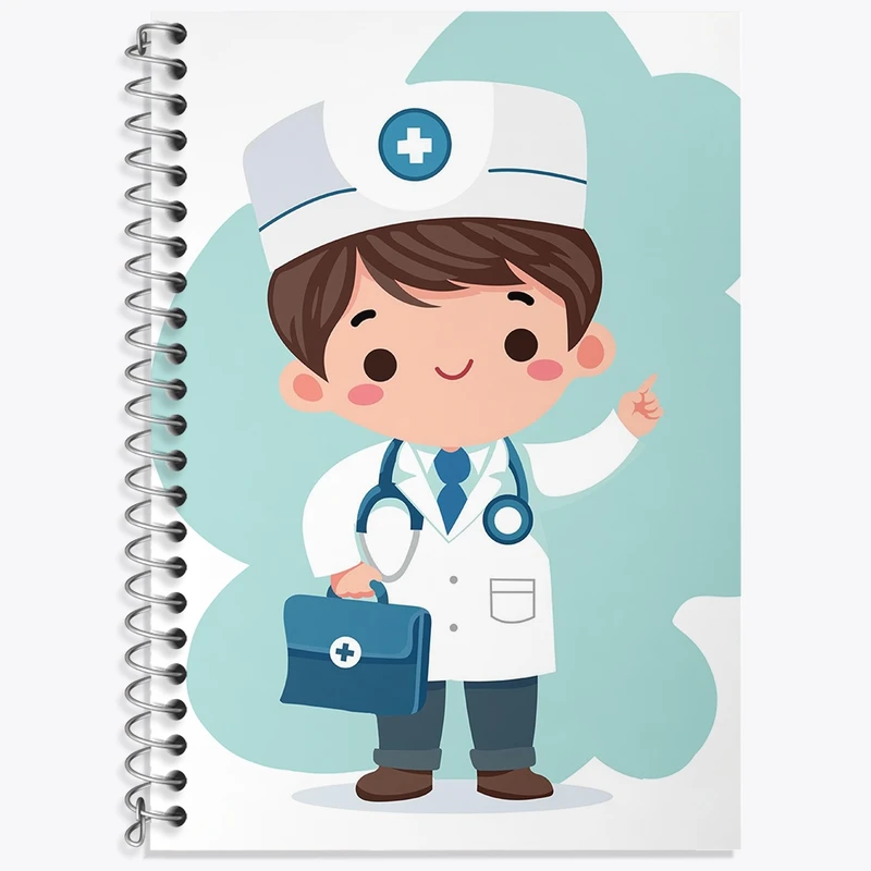 دفتر لغت 50 برگ خندالو طرح پزشک و پرستار کودکانه کد 36509