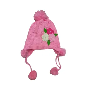 کلاه بافتنی بچگانه مدل سه گل