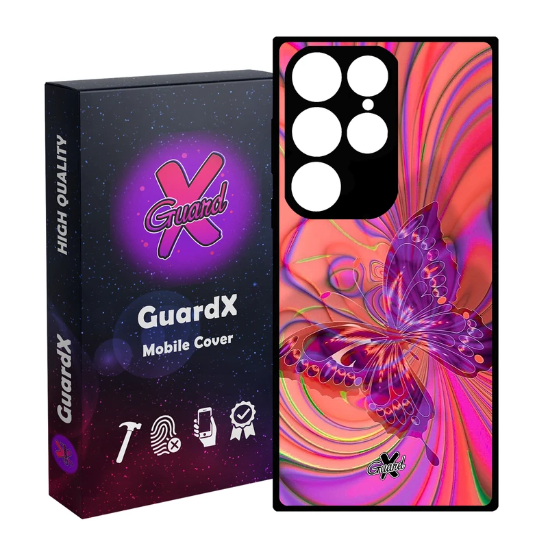 کاور گارد ایکس طرح پروانه مدل Glass10280 مناسب برای گوشی موبایل سامسونگ Galaxy S24 Ultra