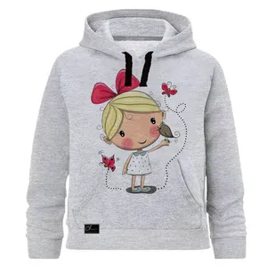 هودی دخترانه مدل CUTE GIRL کد J39 رنگ طوسی