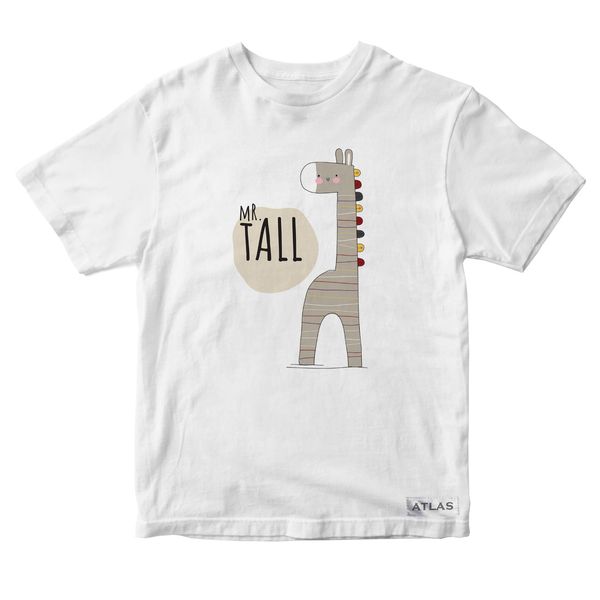 تی شرت آستین کوتاه پسرانه مدل زرافه کد SH038 رنگ سفید