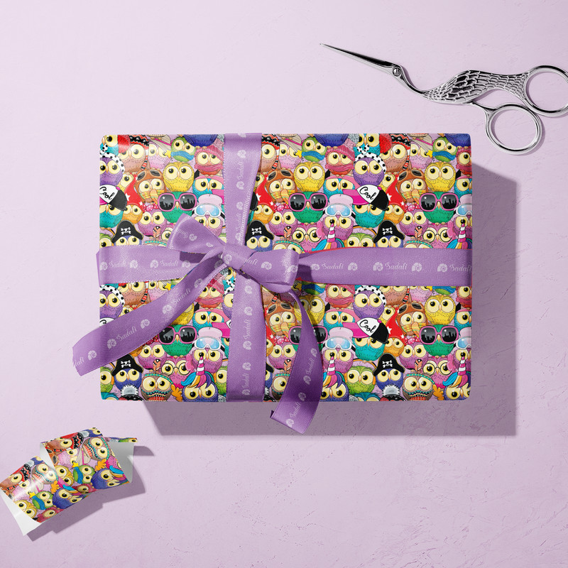 کاغذ کادو صدفی طرح پرنده های رنگی بسته 2 عددی