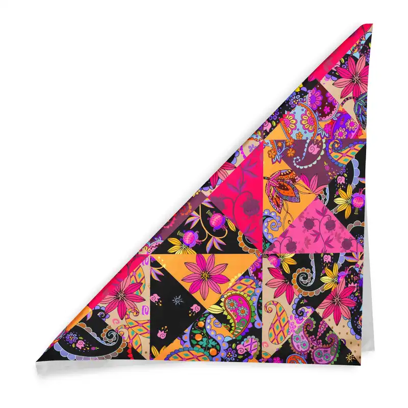 دستمال سر و گردن هاماگراف مدل گل های رنگارنگ