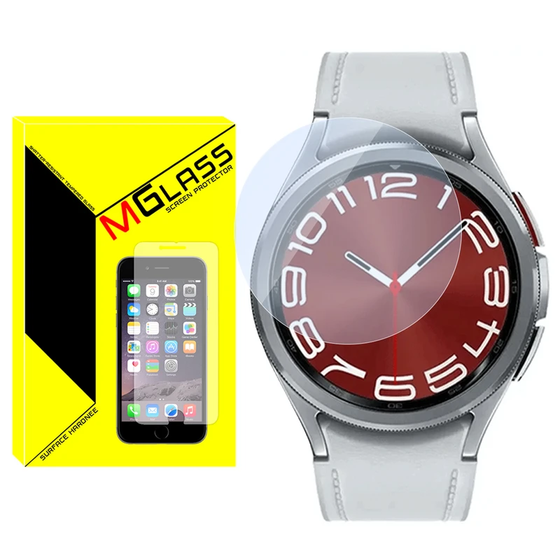 محافظ صفحه نمایش شیشه‌ای ام‌گلس مدل Glass-MG مناسب برای ساعت هوشمند سامسونگ Galaxy Watch 6 Classic 43mm