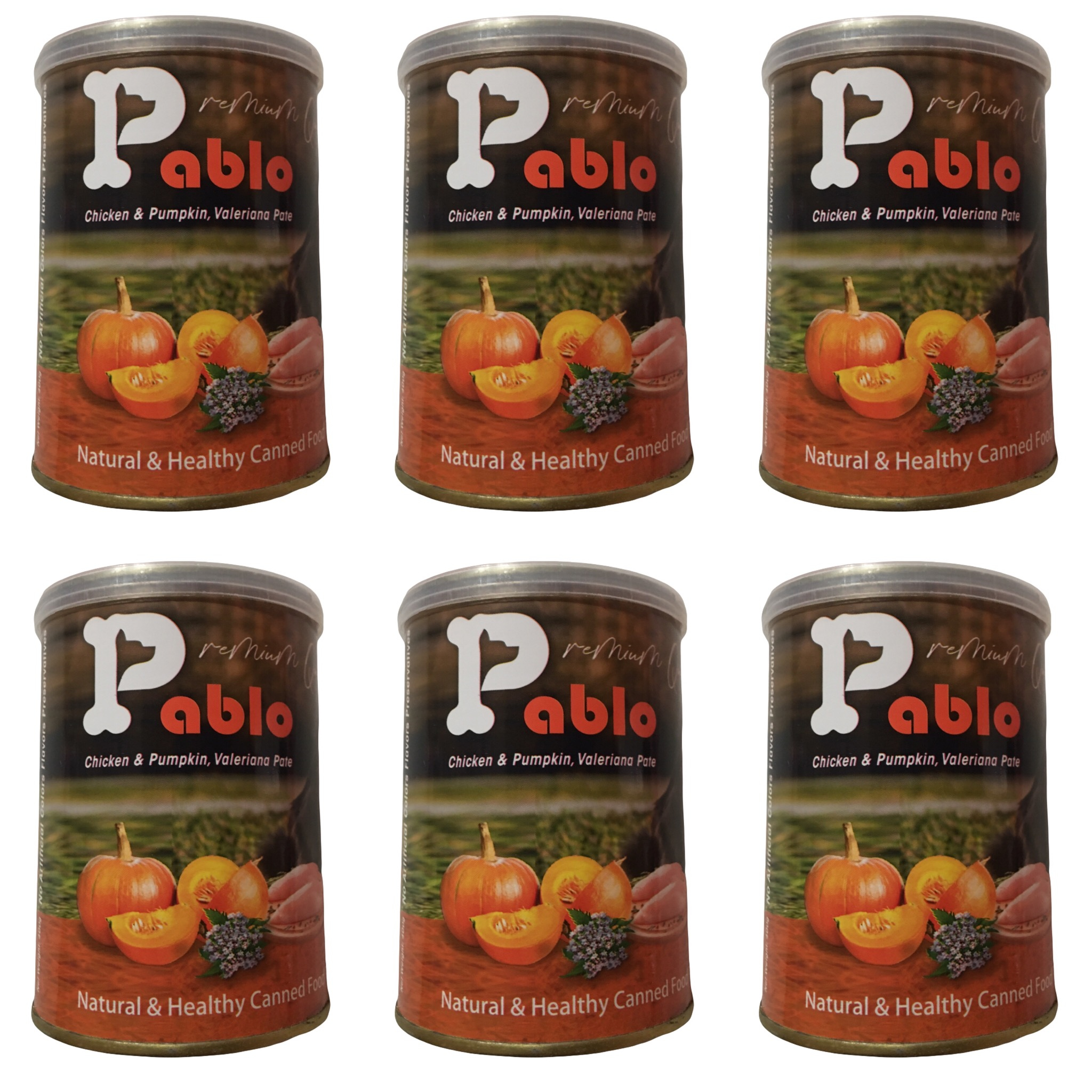 کنسرو غذای گربه پابلو مدل مرغ و کدو تنبل و سنبل الطیب وزن 2400 گرم بسته 6 عددی