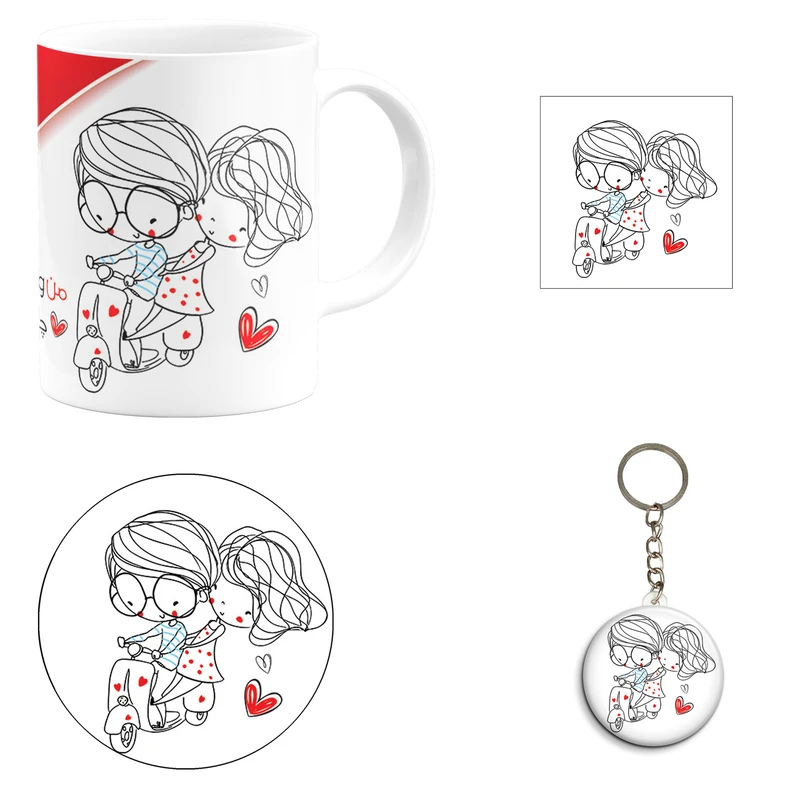 ست هدیه ماگ طرح عشق مدل عاشقانه کد A5 مجموعه 4 عددی