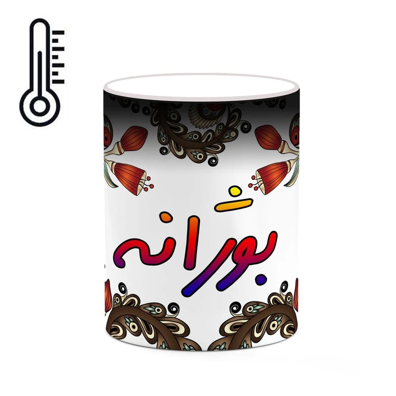 ماگ حرارتی کاکتی مدل اسم بوژانه طرح سنتی گل و بته کد mgh44272
