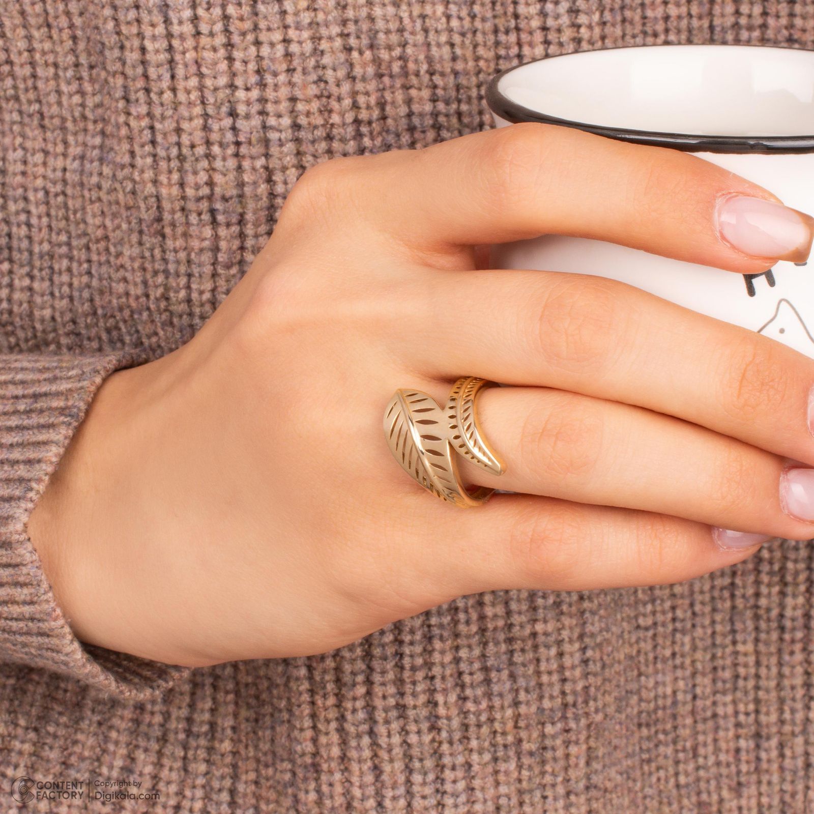 انگشتر طلا 18 عیار زنانه گلدم مدل R348002 سایز 53 -  - 2