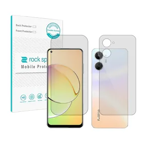 Rockspace HyGEL model transparent screen protector suitable for Realme 10 mobile phone along with the back of the phone