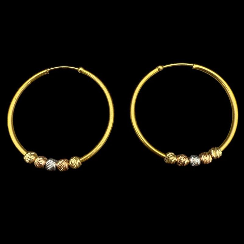 گوشواره حلقه ای طلا 18 عیار زنانه جواهری بصیر مدل البرنادو کد DK061