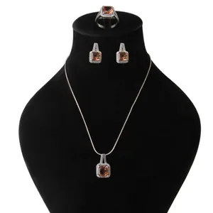 نیم ست نقره زنانه مدل الکساندریت کد NTR_364