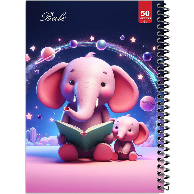 دفتر نقاشی 50 برگ انتشارات بله طرح فیل در حال کتاب خواندن کد A4-L129
