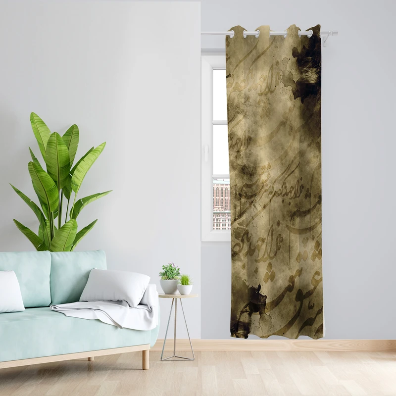 پرده طرح نستعلیق مدل مخمل پانچی کد L 1088L Z سایز 140x200 سانتی متر