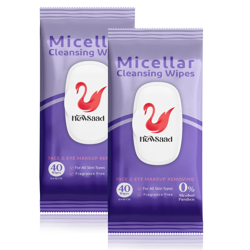 دستمال پاک کننده آرایش نیوساد مدل Micellat-W02 دو بسته 40 عددی