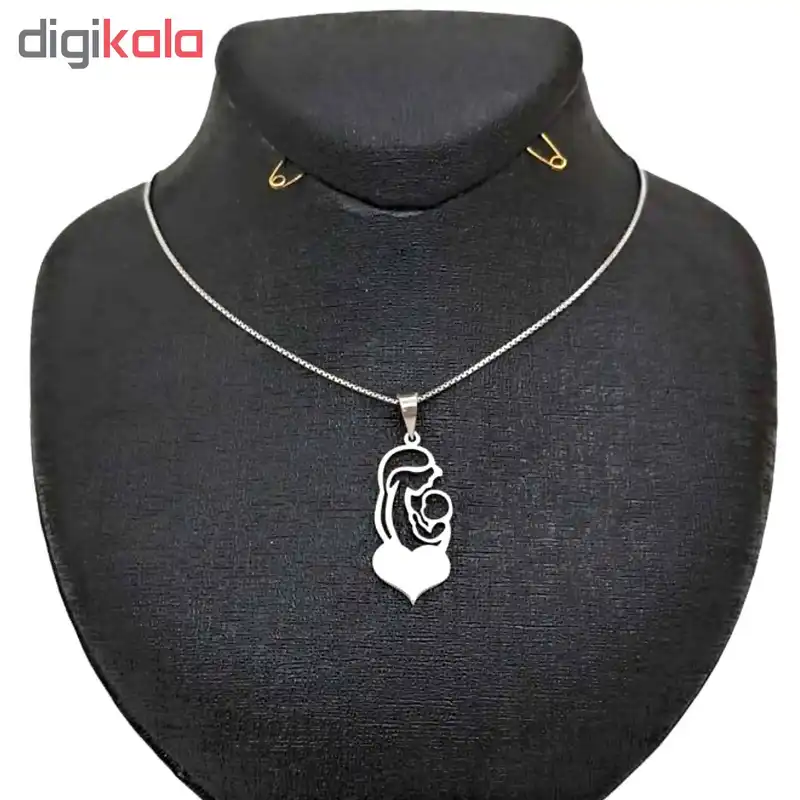 گردنبند نقره زنانه طرح مادر و قلب