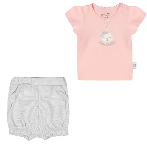 ست تی شرت و شلوارک نوزادی نیلی مدل lovly s 2022