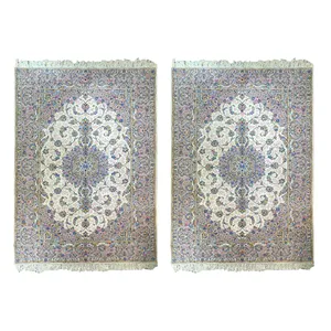 فرش دستبافت ۶ متری جفت اردکان مدل سایه گل ابریشم کد JD6002 زمینه کرم‌ 