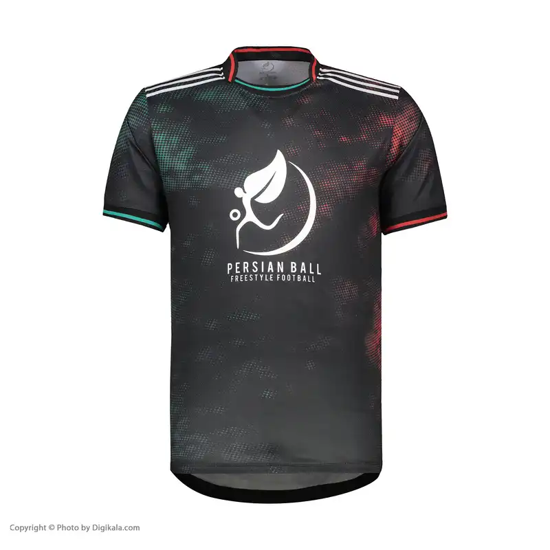 ست تی شرت و شلوارک ورزشی مردانه پرشین بال مدل فوتبال فری استایل رنگ مشکی