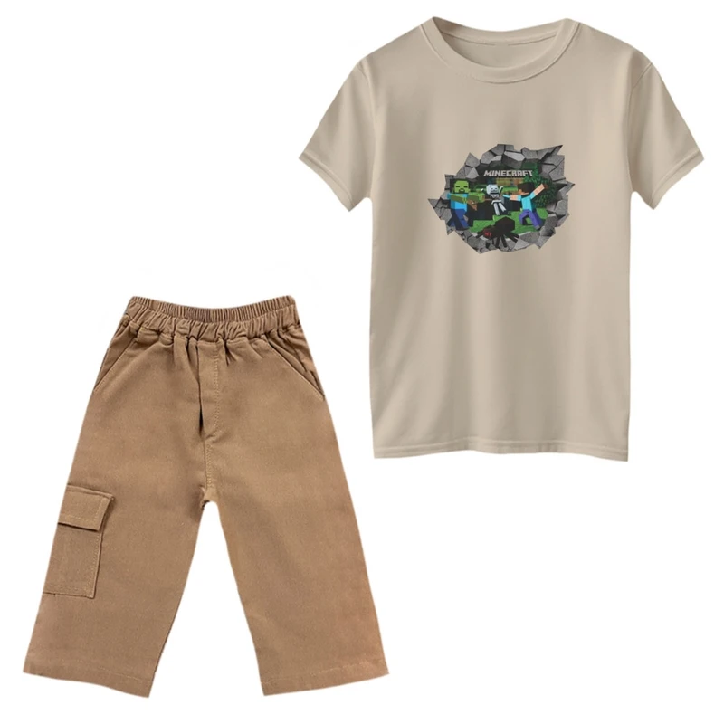 ست تی‌شرت و شلوارک پسرانه مدل ماینکرفت کد 4