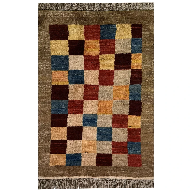 گبه دستبافت قشقایی یک متری زمینه چند رنگ کد NKP.RJ48