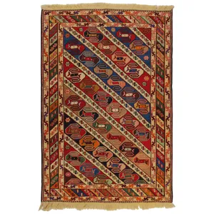 گلیم دستبافت یک و نیم متری مدل ورنی کد 990919