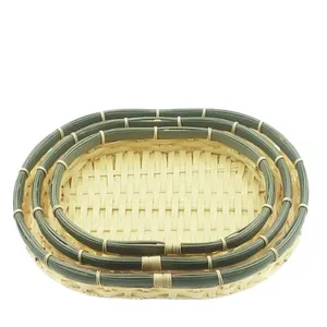 سینی بدون دسته طرح حصیر کد 8282 مجموعه 3 عددی 