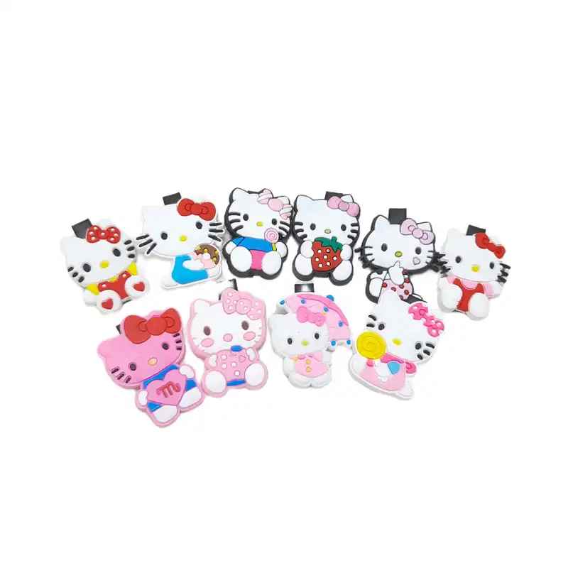 گیره مو دخترانه مدل سیلیکونی طرح کیتی مجموعه 10 عددی