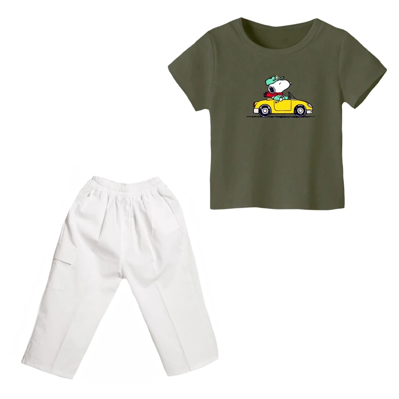 ست تی شرت و شلوارک پسرانه مدل اسنوپی کد 13