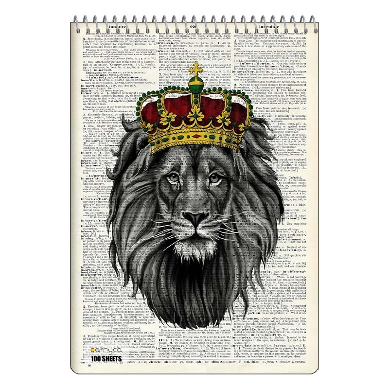 دفتر شطرنجی 100 برگ کارنیکا طرح روزنامه وینتج حیوانات Vintage Newspaper Animals کد 13712