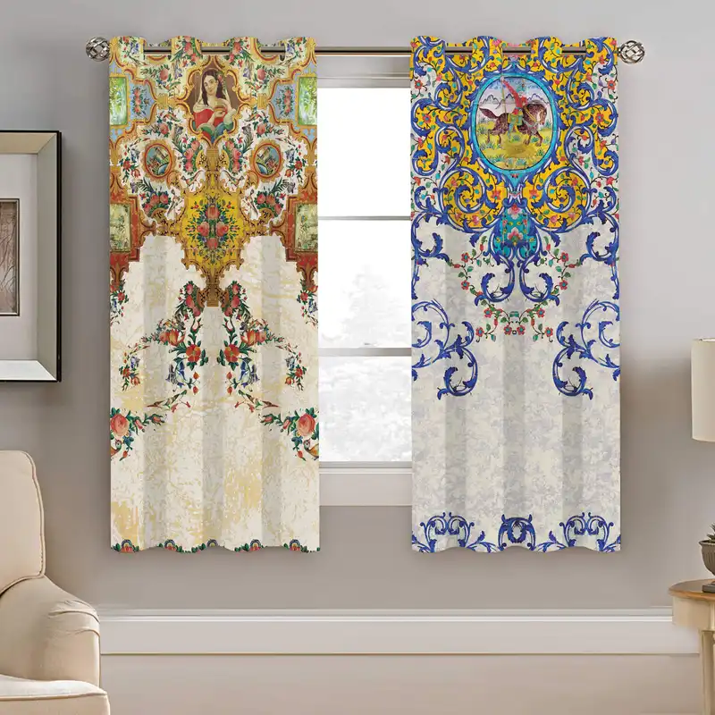 پرده نیروانا طرح سنتی مدل هازان کد 4745 سایز 140×200 سانتی متر